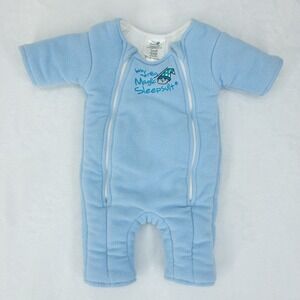 Baby Merlin Magic Sleepsuit Kids Small 3-6M Blue Fleece Swaddle Transition Night